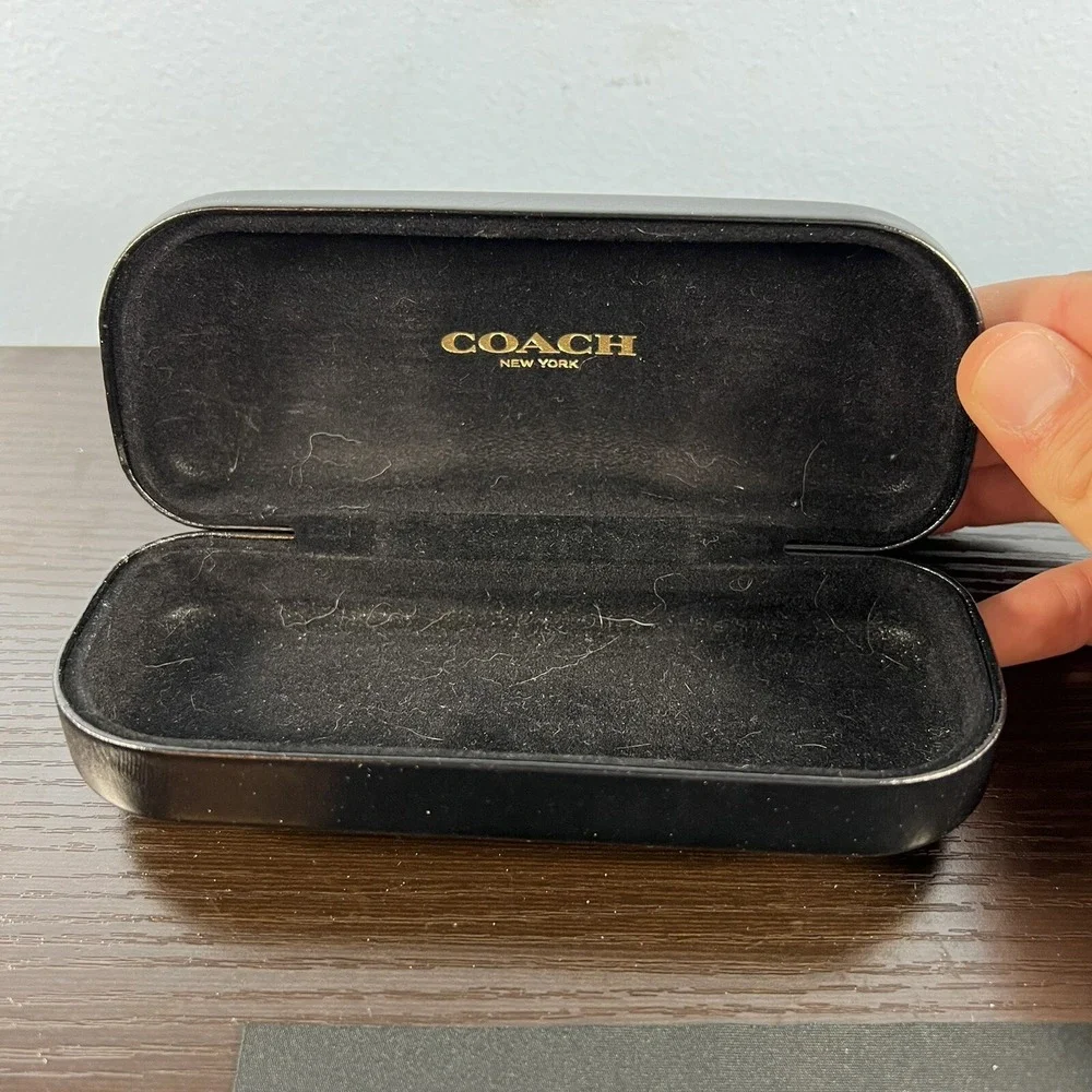 Coach Black Hard Side Clamshell Eyeglasses Sunglasses Case Cleaner Pad